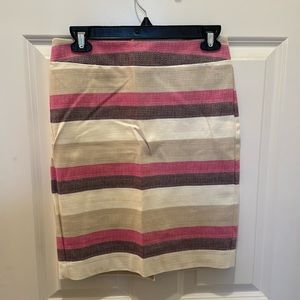 Ann Taylor pink and tan stripe tweed skirt